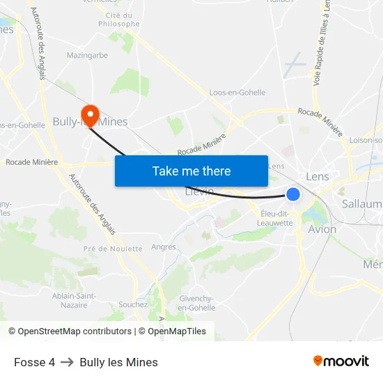 Fosse 4 to Bully les Mines map