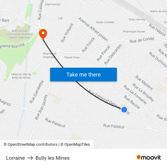 Lorraine to Bully les Mines map