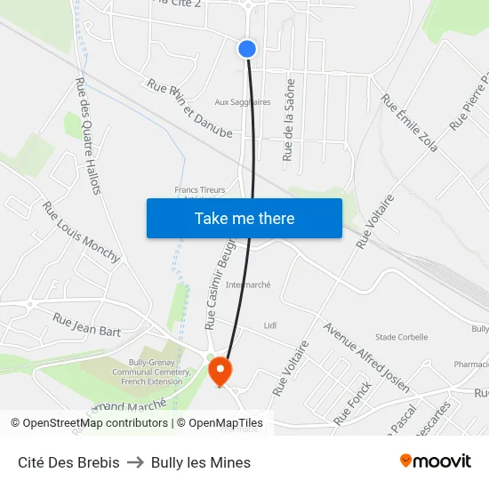 Cité Des Brebis to Bully les Mines map