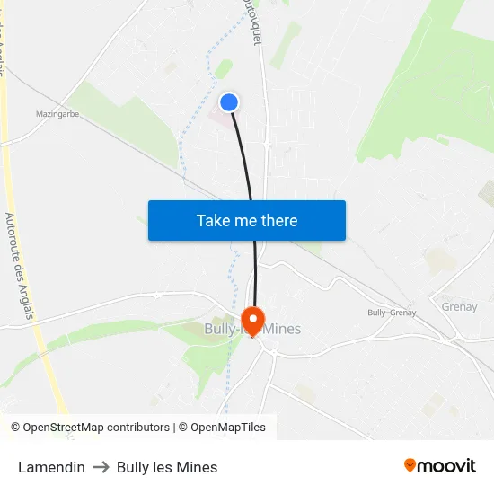 Lamendin to Bully les Mines map