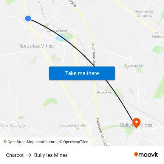 Charcot to Bully les Mines map