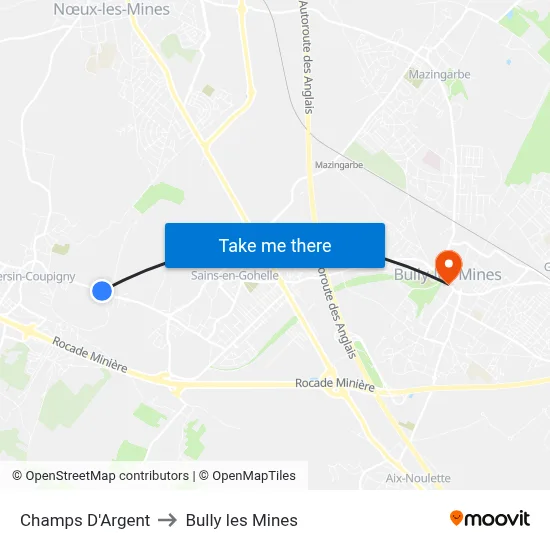 Champs D'Argent to Bully les Mines map