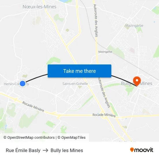 Rue Émile Basly to Bully les Mines map