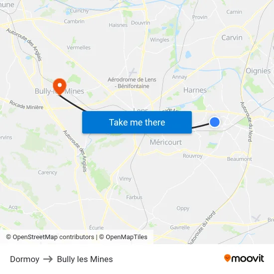 Dormoy to Bully les Mines map