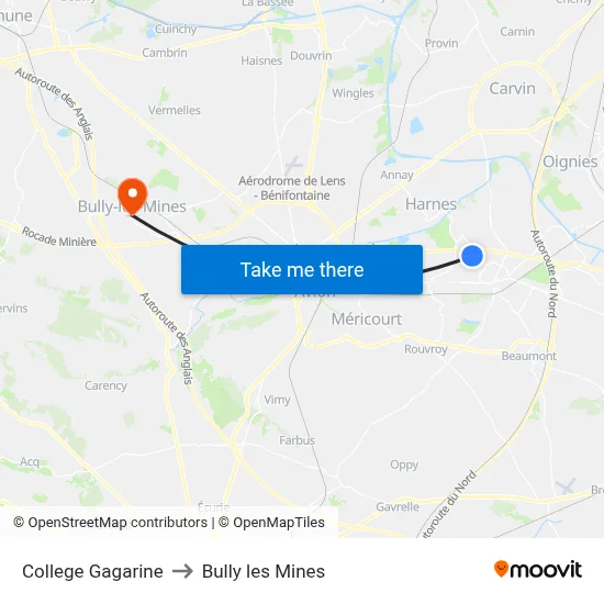 College Gagarine to Bully les Mines map