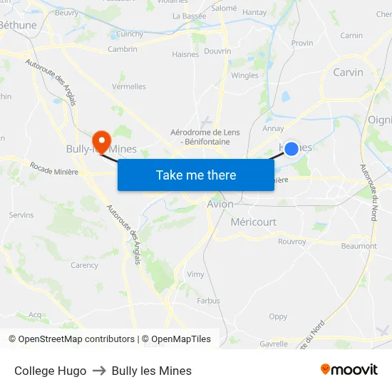 College Hugo to Bully les Mines map
