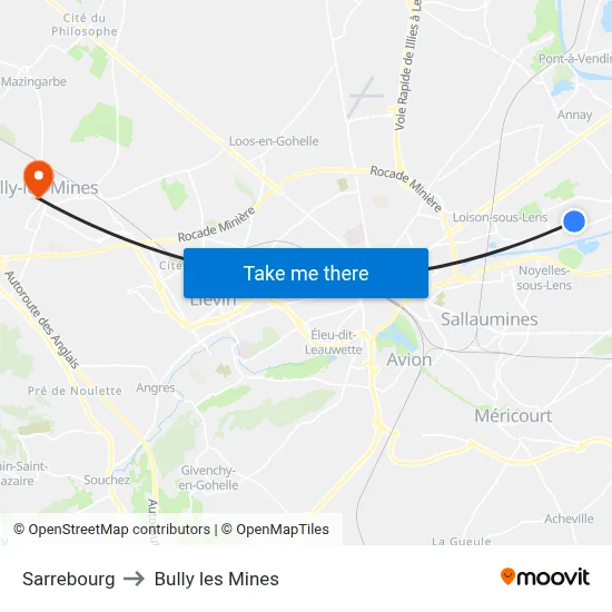 Sarrebourg to Bully les Mines map