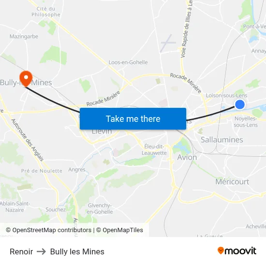 Renoir to Bully les Mines map