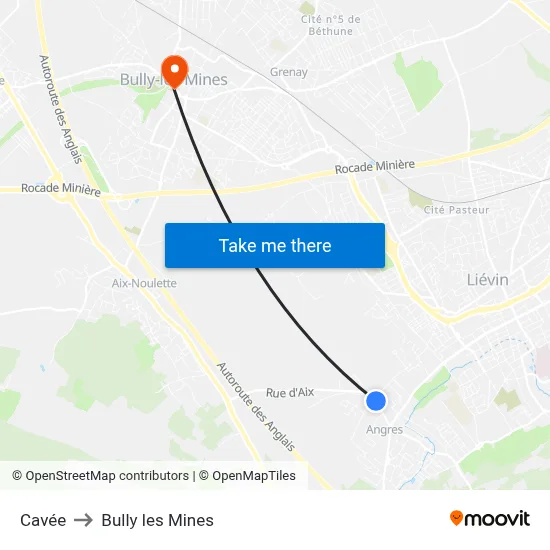 Cavée to Bully les Mines map