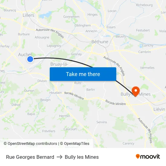 Rue Georges Bernard to Bully les Mines map