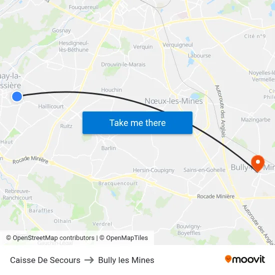 Caisse De Secours to Bully les Mines map