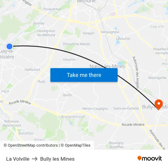La Volville to Bully les Mines map