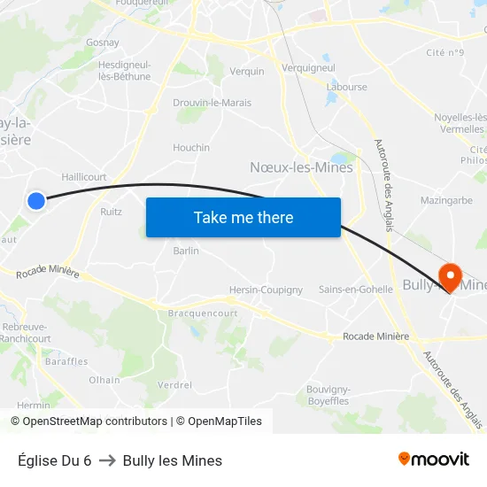 Église Du 6 to Bully les Mines map
