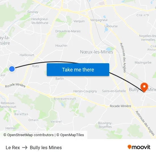 Le Rex to Bully les Mines map