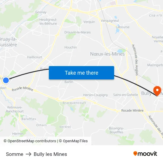 Somme to Bully les Mines map
