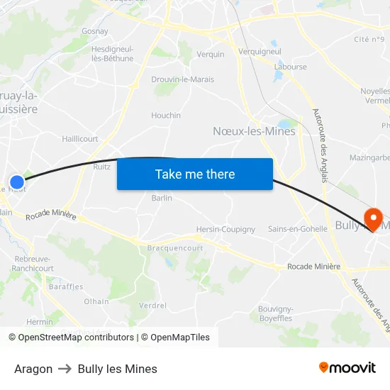 Aragon to Bully les Mines map