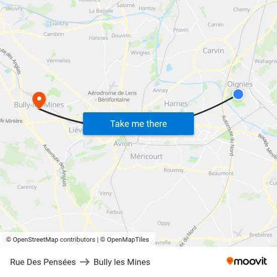 Rue Des Pensées to Bully les Mines map