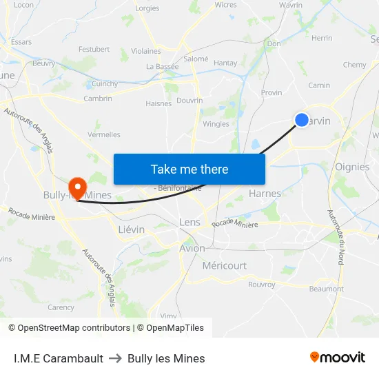 I.M.E Carambault to Bully les Mines map