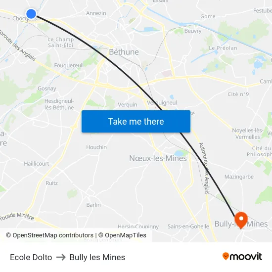 Ecole Dolto to Bully les Mines map