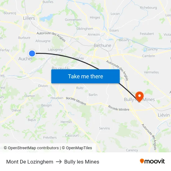Mont De Lozinghem to Bully les Mines map
