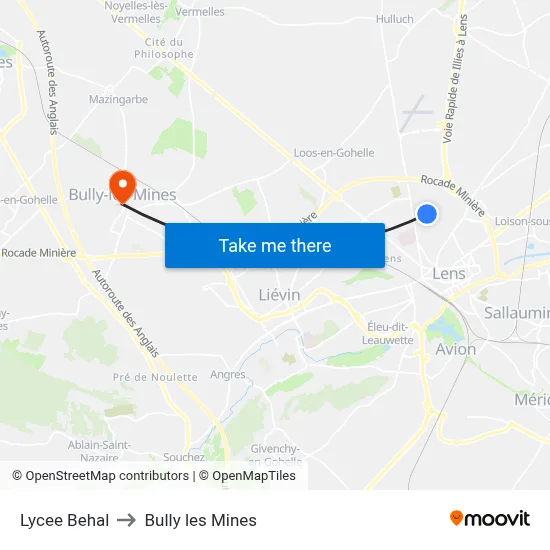 Lycee Behal to Bully les Mines map