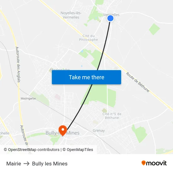 Mairie to Bully les Mines map