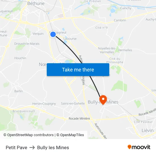 Petit Pave to Bully les Mines map
