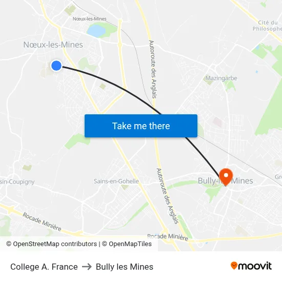 College A. France to Bully les Mines map