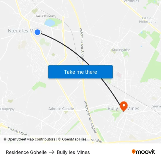 Residence Gohelle to Bully les Mines map