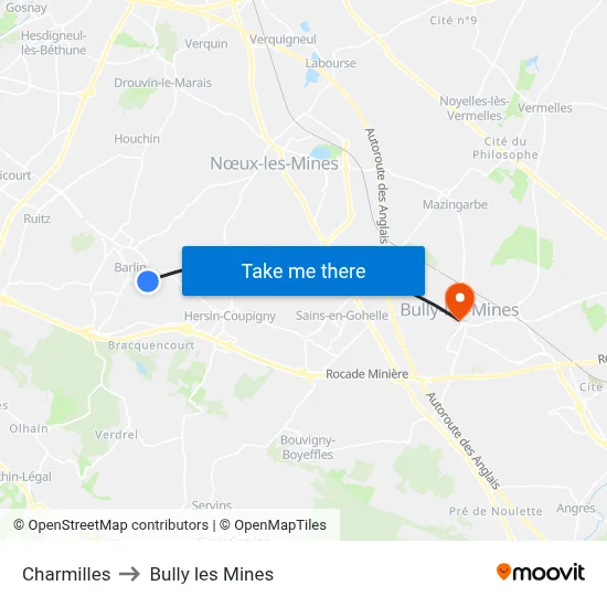 Charmilles to Bully les Mines map