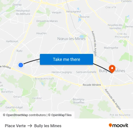 Place Verte to Bully les Mines map