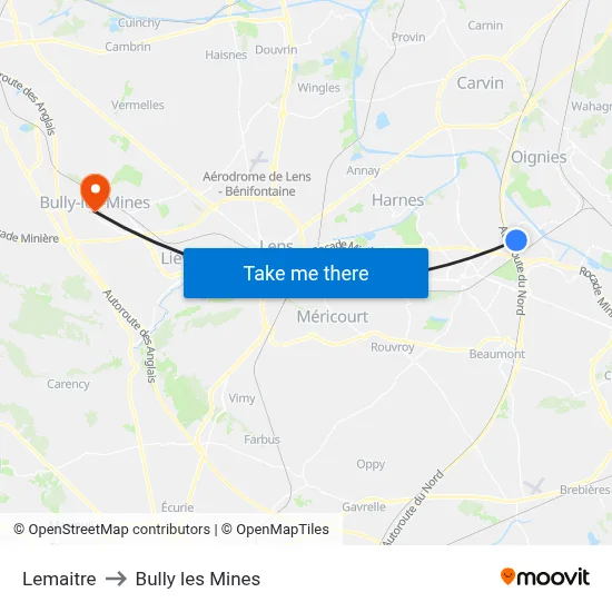 Lemaitre to Bully les Mines map