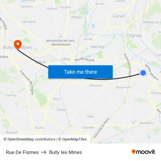 Rue De Fismes to Bully les Mines map