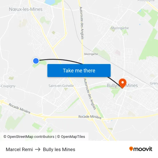 Marcel Remi to Bully les Mines map