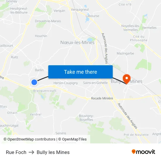 Rue Foch to Bully les Mines map