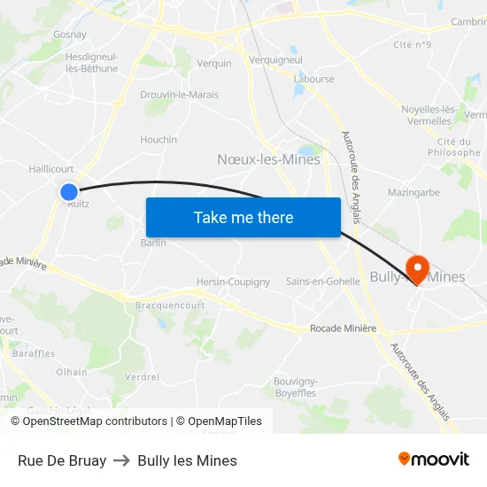 Rue De Bruay to Bully les Mines map
