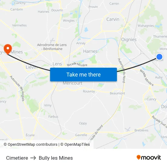 Cimetiere to Bully les Mines map