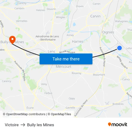 Victoire to Bully les Mines map