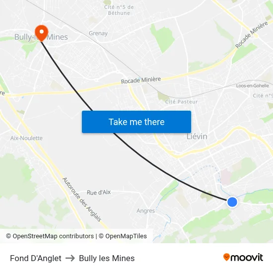 Fond D'Anglet to Bully les Mines map