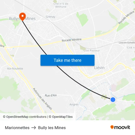 Marionnettes to Bully les Mines map