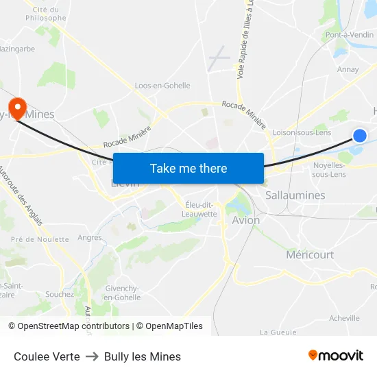 Coulee Verte to Bully les Mines map