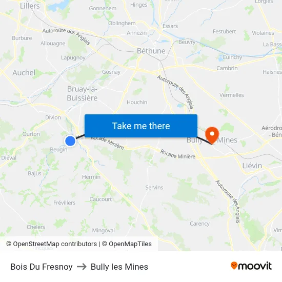 Bois Du Fresnoy to Bully les Mines map