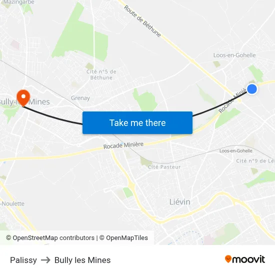 Palissy to Bully les Mines map