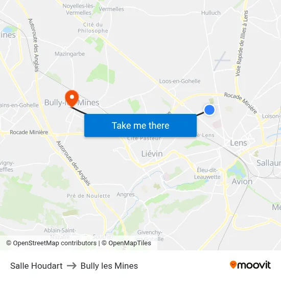 Salle Houdart to Bully les Mines map