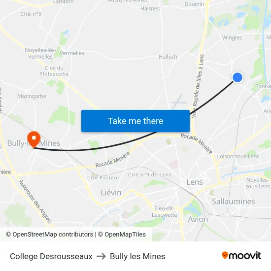 College Desrousseaux to Bully les Mines map