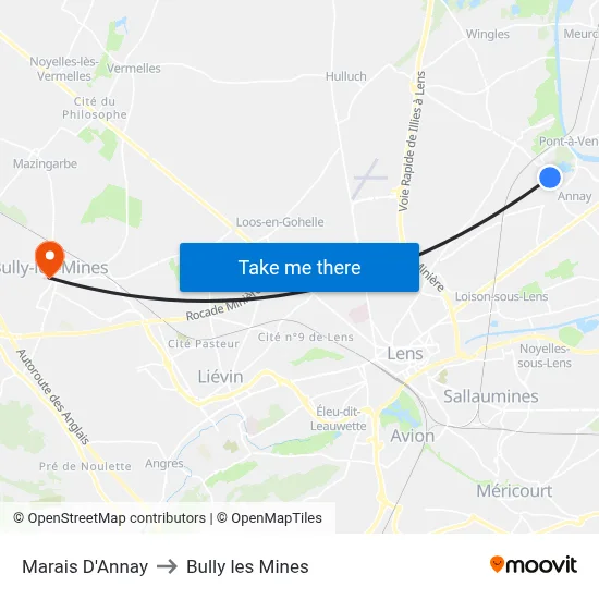 Marais D'Annay to Bully les Mines map