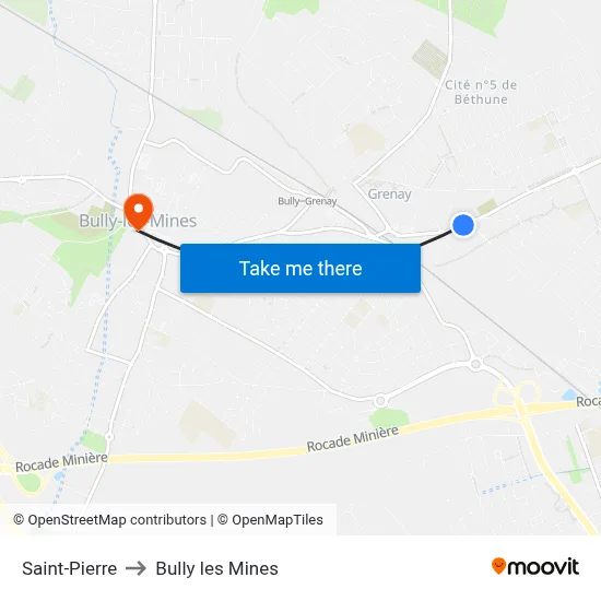 Saint-Pierre to Bully les Mines map