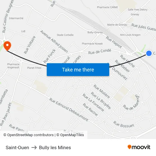 Saint-Ouen to Bully les Mines map