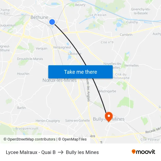 Lycee Malraux - Quai B to Bully les Mines map