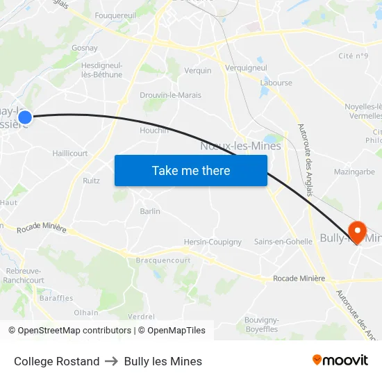 College Rostand to Bully les Mines map